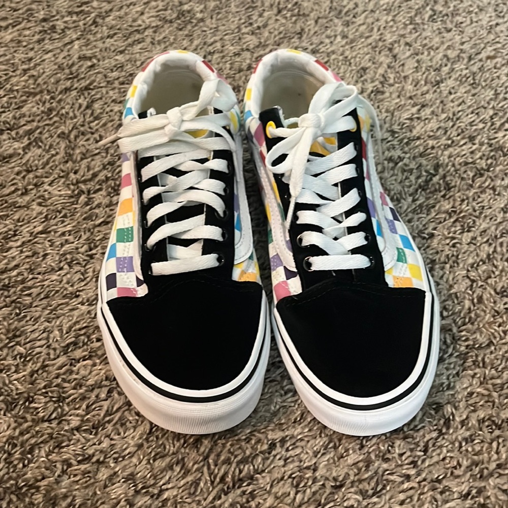 Rainbow checkered Vans
